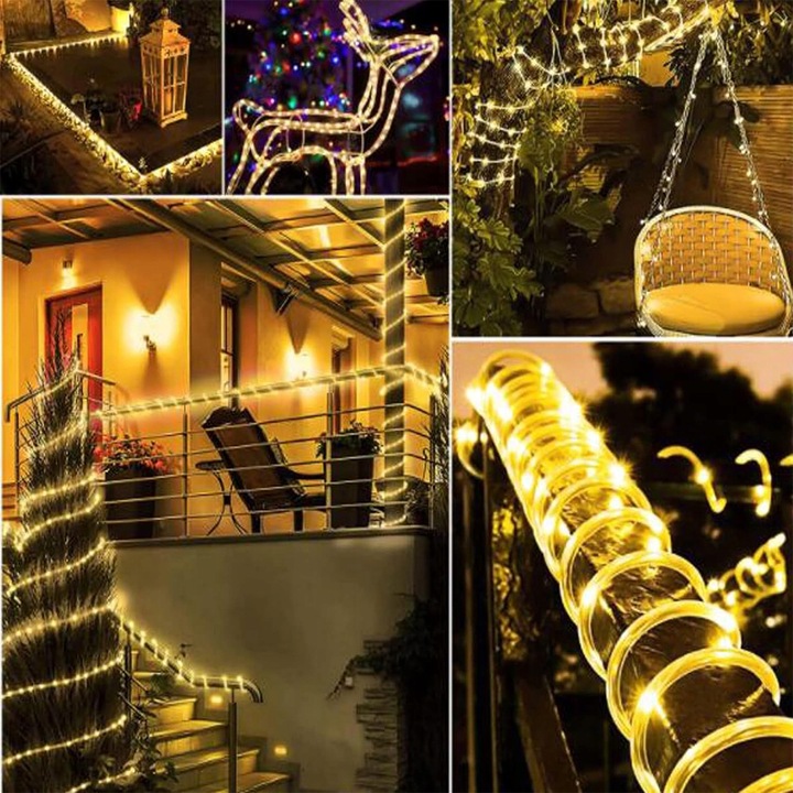 WĄŻ LED ŚWIETLNY 10 METRÓW 100 LED CIEPŁA BARWA TIMER