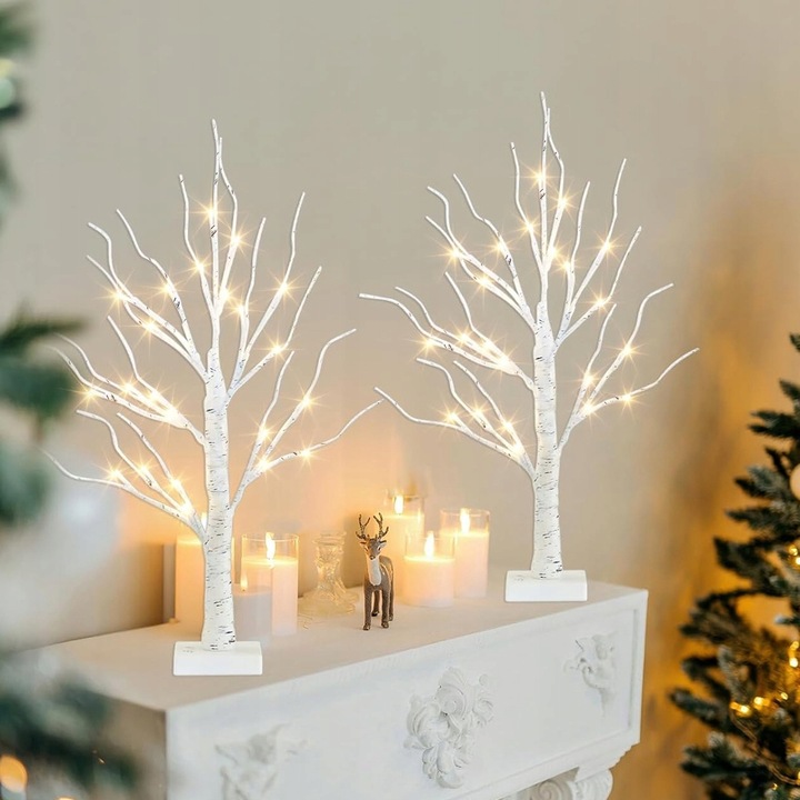 ZESTAW 2 BRZOZOWYCH DEKORACJI LED UNIWERSALNA OZDOBA NA KAŻDĄ PORĘ ROKU