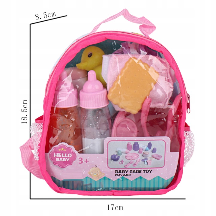Zestaw dla lalki nocnik butelka śliniak plecak – akcesoria do karmienia