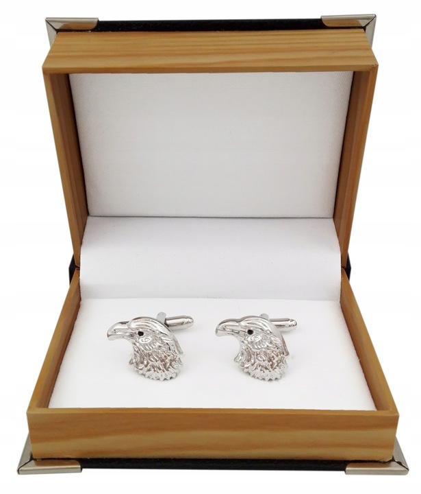 Spinki do mankietów koszuli SREBRNY ORZEŁ PUDEŁKO