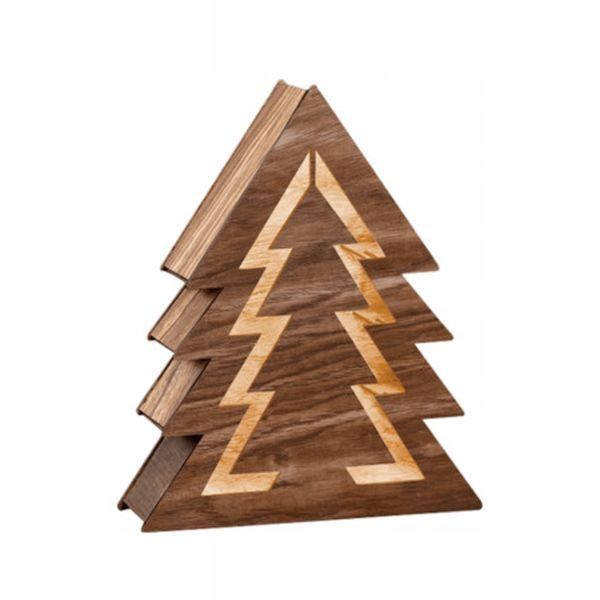 CHOINKA DREWNIANA las 10led 34cm TIMER BRĄZOWA