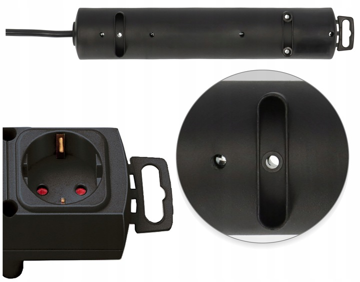 Przedłużacz z PŁASKĄ wtyczką Listwa zasilająca 4 GNIAZDA czarny 2m