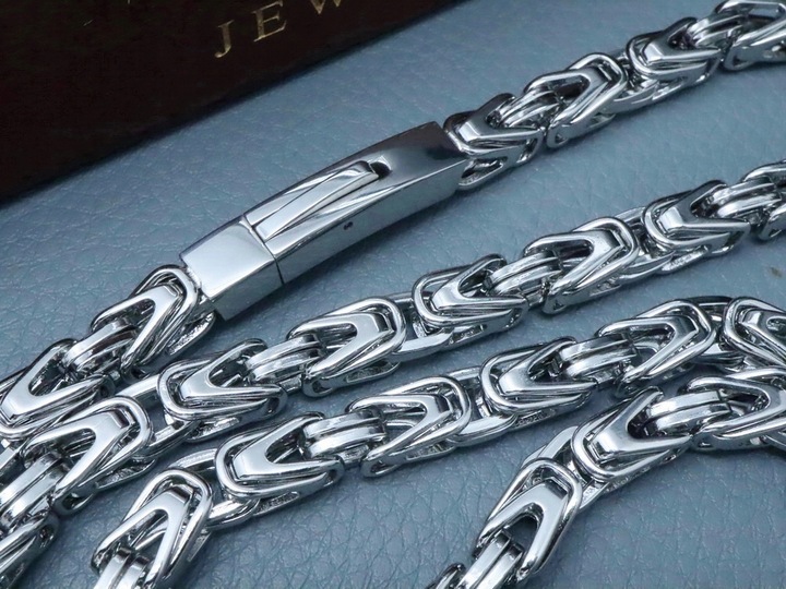 GRUBY SREBRNY ŁAŃCUSZEK NA SZYJĘ SPLOT KRÓLEWSKI