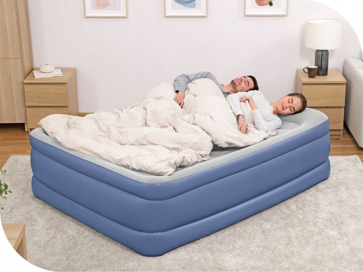 Duży Materac Dmuchany Welurowy Łóżko do Spania z Pompką Bestway MODEL 2025