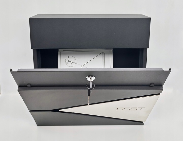 Skrzynka na listy wrzutnia, z gazetnikiem z NUMEREM DOMU ADRESEM DRUK UV