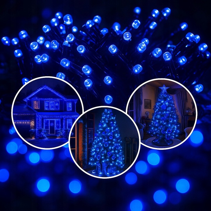 LAMPKI CHOINKOWE 500 LED ZEWNĘTRZNE NIEBIESKIE + FLASH