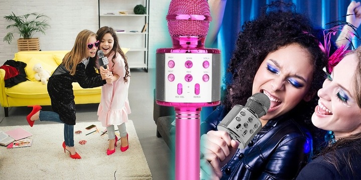 Mikrofon Karaoke Zabawka Dla Dzieci Z Głośnikiem ECHO Manta Bluetooth Róż