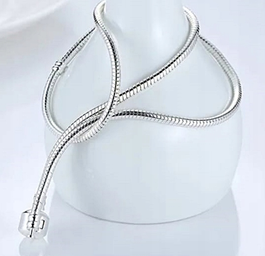 MD srebrny łańcuszek naszyjnik żmijka do charms klasyczny