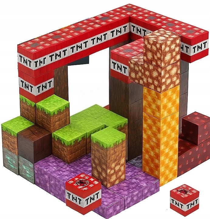 KLOCKI MAGNETYCZNE SZEŚCIANY 120 KLOCKÓW W TYM 2FIGURKI DEDYKOWANE KARTONIK