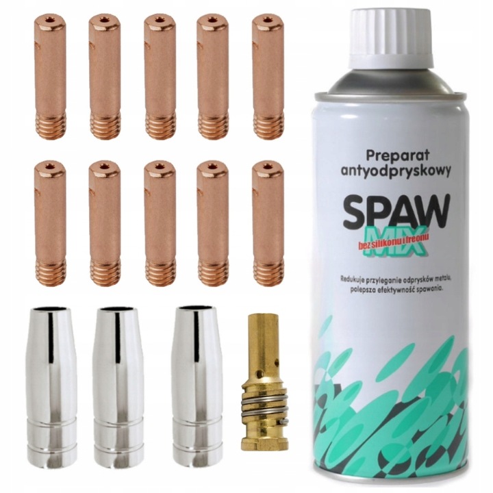 SPAWMIX + części SR15 MB15 TW15 dysza łuska końcówka łącznik prądowy