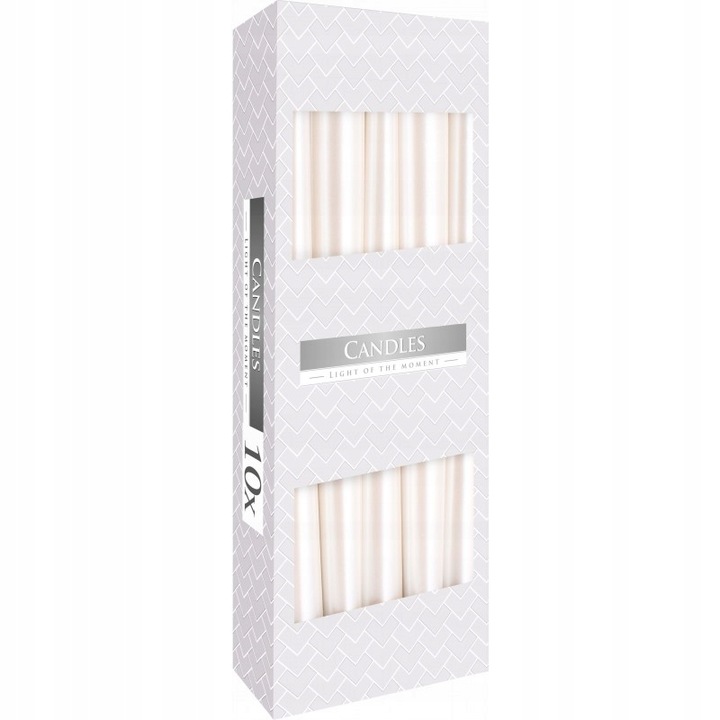 Stożkowa Świeca 24cm/10szt świeczka stroik adwent dekoracj PERŁOWA BIEL