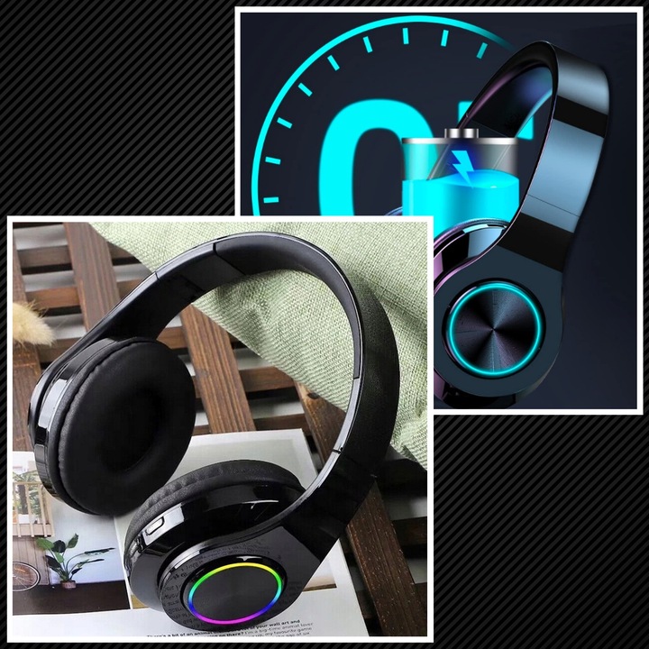 SŁUCHAWKI BEZPRZEWODOWE B39 BLUETOOTH MP3 NAUSZNE MIKROFON RGB DLA DZIECKA