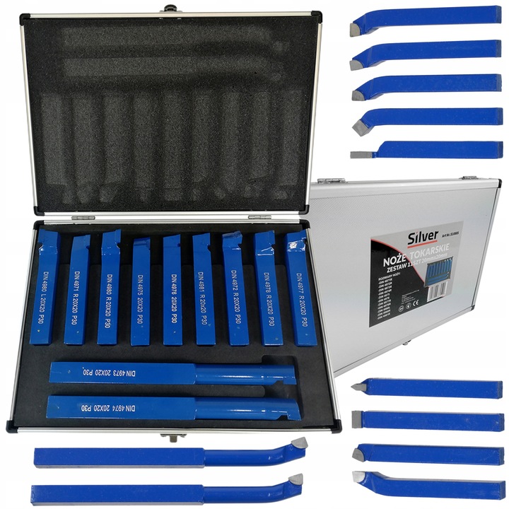 ZESTAW NOŻY TOKARSKICH STALOWYCH 20x20mm 11 SZTUK NÓŻ TOKARSKI 10885