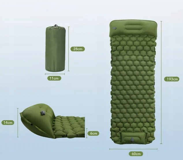 MATA KARIMATA 3D MATERAC SAMOPOMPUJĄCY POMPKA PODUSZKA + GRATIS 198x60x8cm