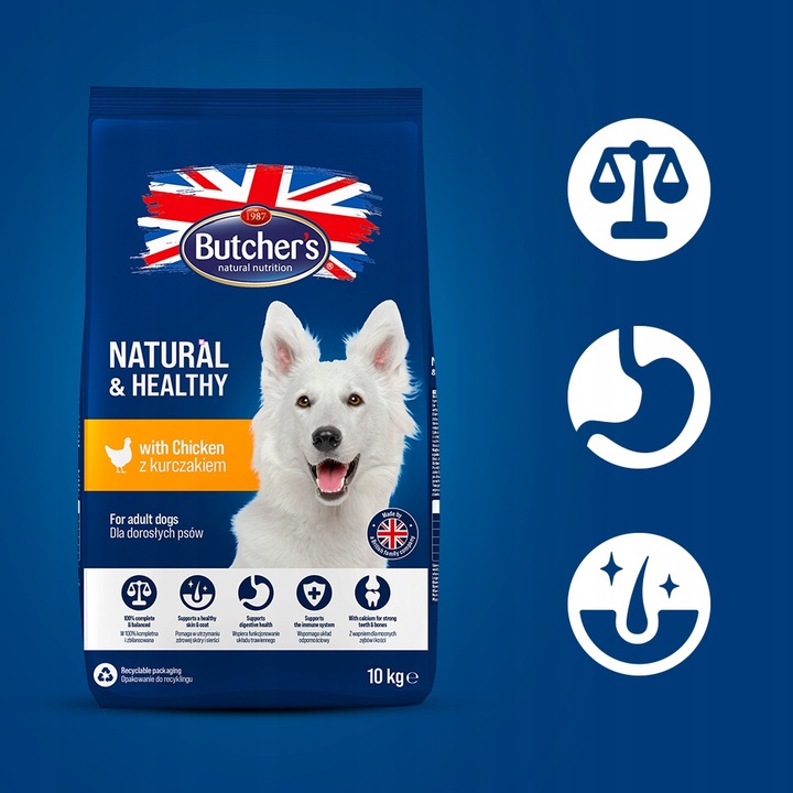 Sucha karma dla psa Butchers kurczak 10kg z witaminami lśniąca sierść skóra