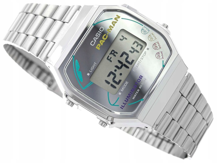 ZEGAREK CASIO A168WEPC-7AER VINTAGE COLLECTION x PAC-MAN RETRO SREBRNY