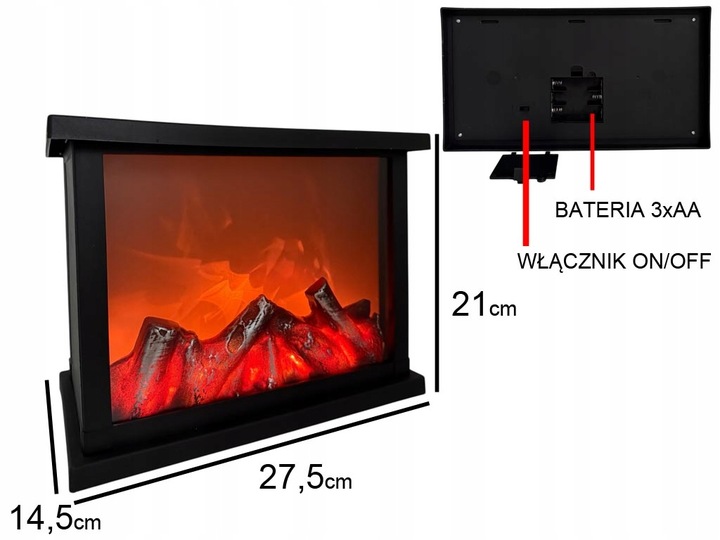 KOMINEK LED LAMPION Z OGNIEM RUCHOMY PŁOMIEŃ ELEKTRYCZNY DEKORACJA ŚWIĘTA