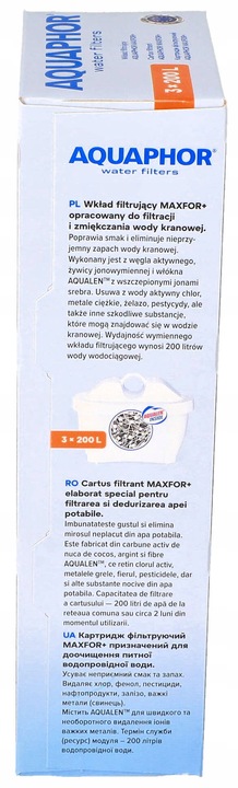 Wkład filtrujący filtry do wody Aquaphor Maxfor+ plus 3 sztuki