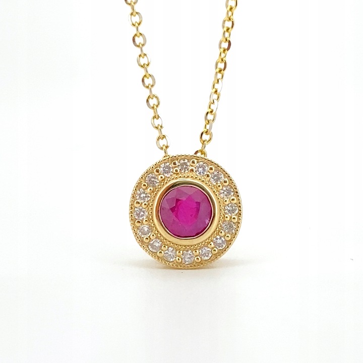 ZŁOTY WISIOREK z KOLEKCJI RAINBOW od DIAMANTI z 20 BRYLANTAMI i RUBINEM