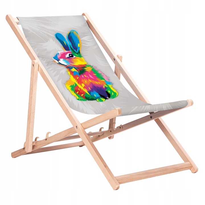 Leżak drewniany z nadrukiem Królik KN65