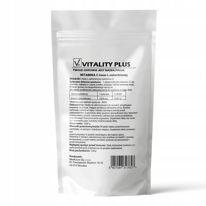 Witamina C w PROSZKU 100% KWAS l-askorbinowy 1kg