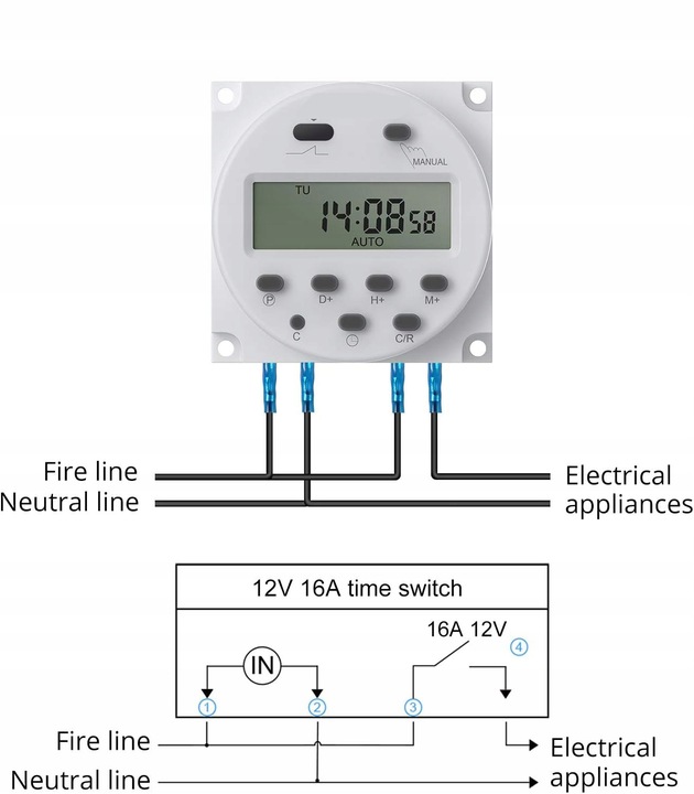 PROGRAMATOR CZASOWY WŁĄCZNIK TIMER WYŁĄCZNIK WODOODPORNĄ