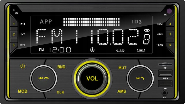 RADIO SAMOCHODOWE 2-DIN BLUETOOTH USB SD RDS LCD RGB MIKROFON PILOT ZESTAW