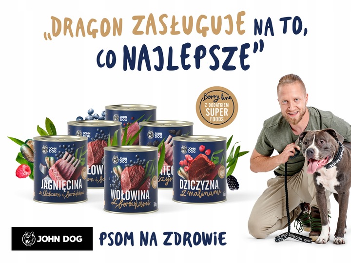 John Dog Berry Line Cielęcina z żurawiną 6x800g