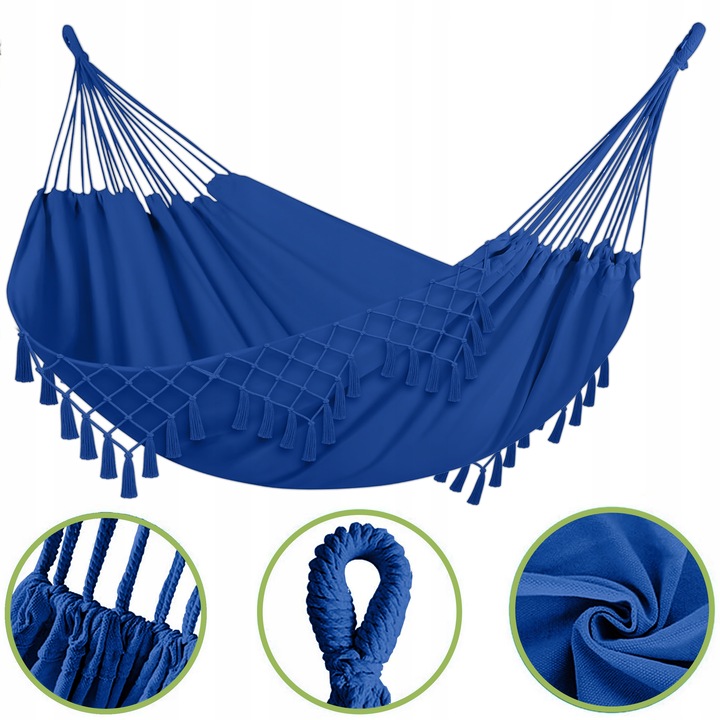 HAMAK OGRODOWY TURYSTYCZNY BOHO HUŚTAWKA MOCNY 150x190 120kg + LINKI TORBA