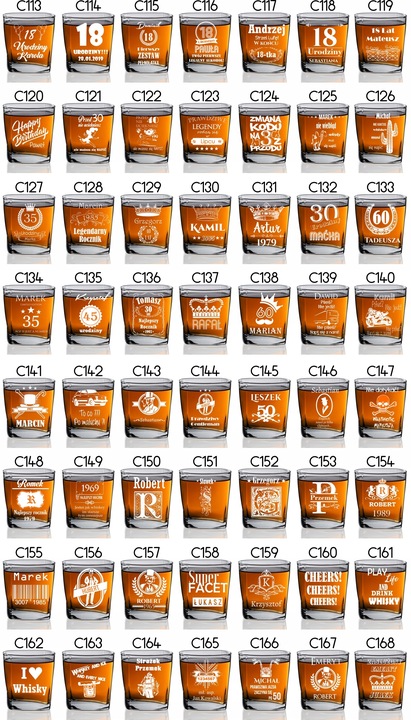 KARAFKA DO WHISKY Z GRAWEREM 6 SZKLANEK URODZINY PREZENT EMERYT WALENTYNKI