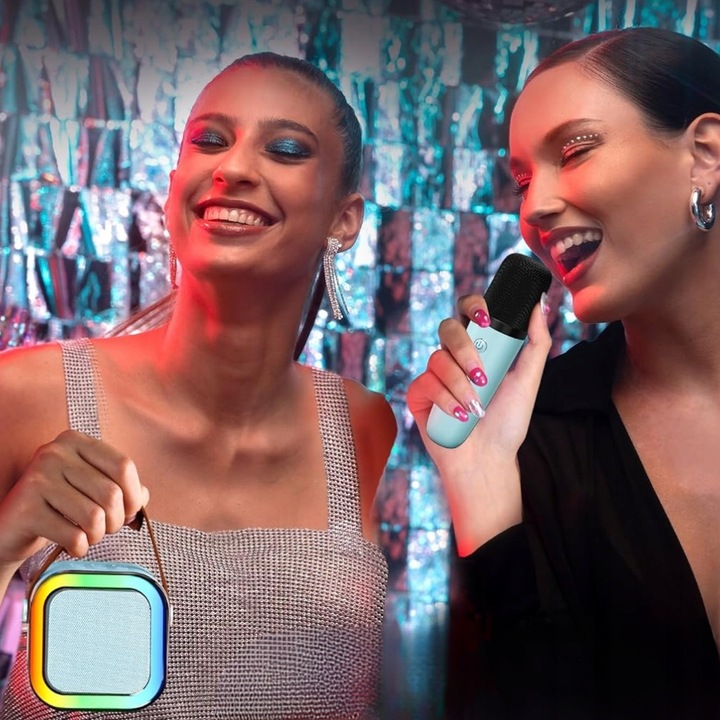 ZESTAW KARAOKE 2 MIKROFONY + GŁOŚNIK BEZPRZEWODOWY BLUETOOTH SUPER DŹWIĘK