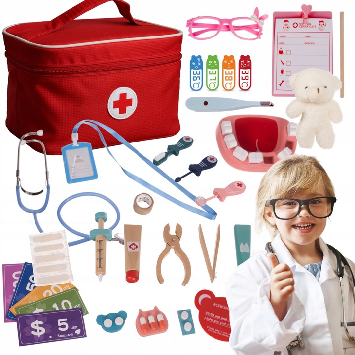 Zestaw Lekarski Mały Doktor Lekarz dla Dzieci Apteczka Doktora Lekarza XXL