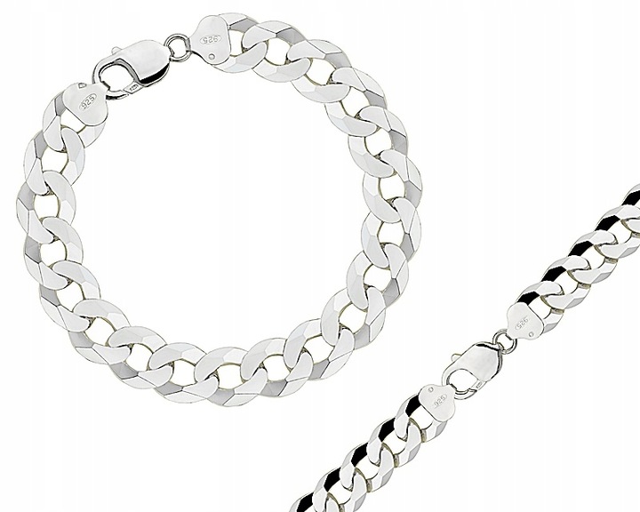 Srebrna Bransoletka Męska Pancerka 1,20 cm Diamentowana 925 Grawer Gratis