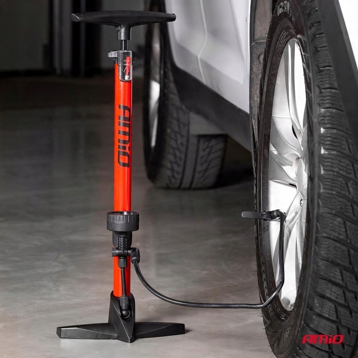 STACJONARNA POMPKA ROWEROWA METALOWA MANOMETR AMIO