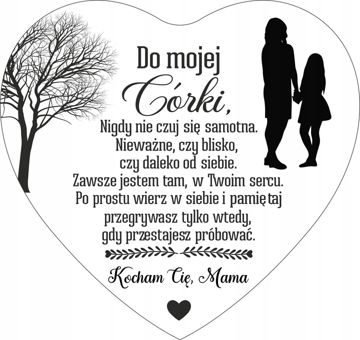 Srebrny Łańcuszek Zawieszka SERCE NASZYJNIK DLA CÓRKI OD MAMY Grawer BOX