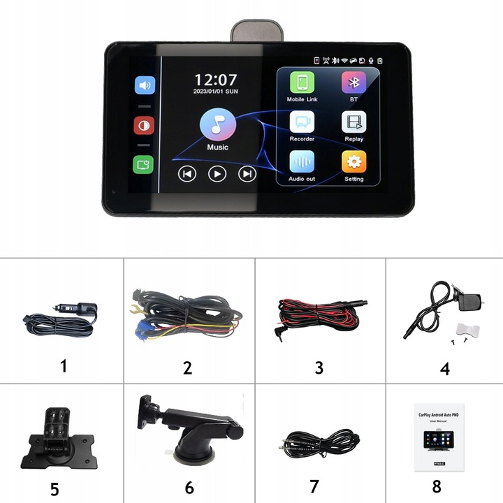 Ekran Monitor Radio Nawigacja Rejestrator 4K Kamera Android Auto CarPlay