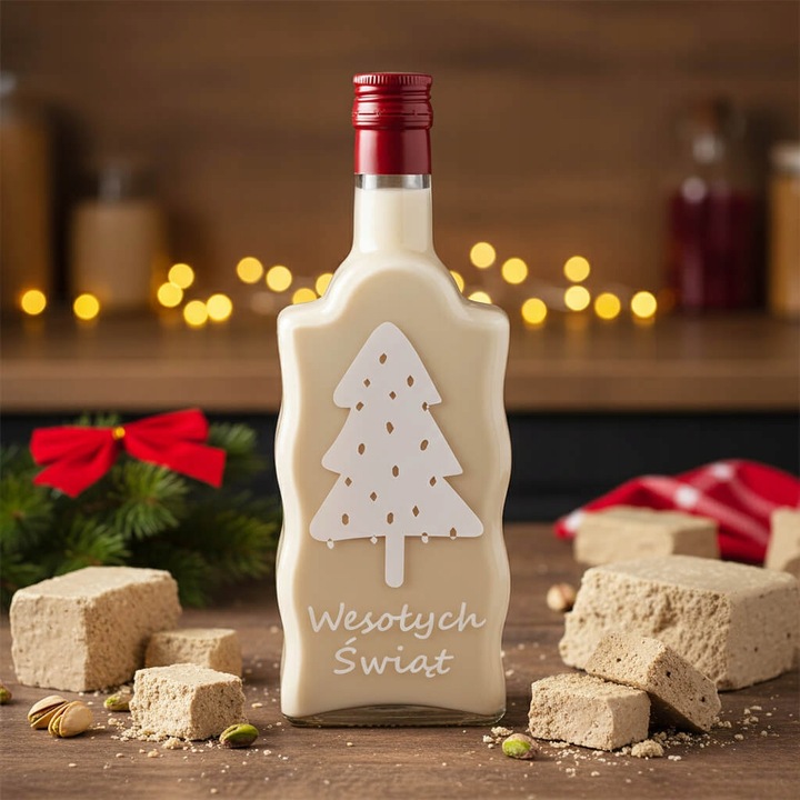 10x Butelki Szklane FALA 500ml z NADRUKIEM ŚWIĄTECZNYM na Prezent Nalewki