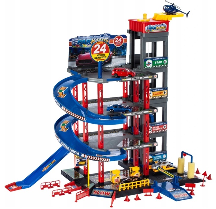 Garaż Parking Samochodowy 4-piętrowy Zjeżdżalnia dla Autek 4 Poziomy Myjnia