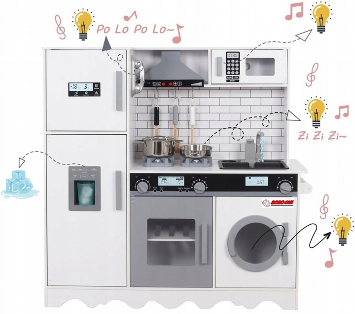 WIELKA DREWNIANA KUCHNIA DŹWIĘK ŚWIATŁO KRAN WODA DLA DZIECI WODA Z KRANU