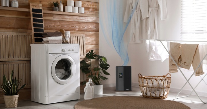 DUŻY OSUSZACZ POWIETRZA POCHŁANIACZ WILGOCI Z PILOTEM LAMPA UV KREXUS