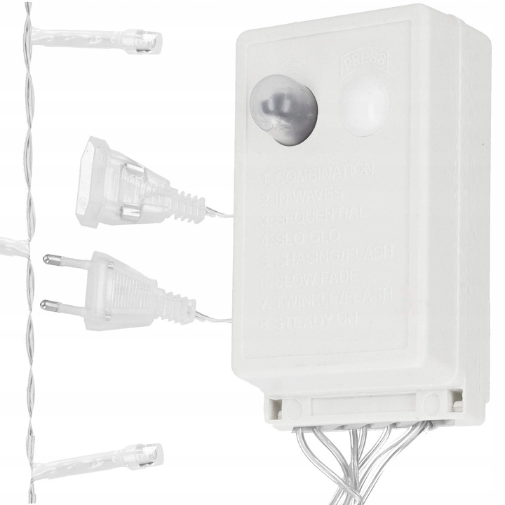 KURTYNA ŚWIETLNA 200 LED 3x2m SOPLE LAMPKI GIRLANDA BIAŁE PILOT NA OKNO