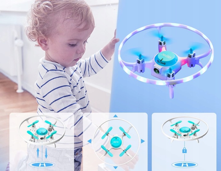 MINI DRON ŁADOWARKA AKUMULATOR OSŁONA PILOT ZAPASOWE ŚMIGŁA AKROBACJE LED