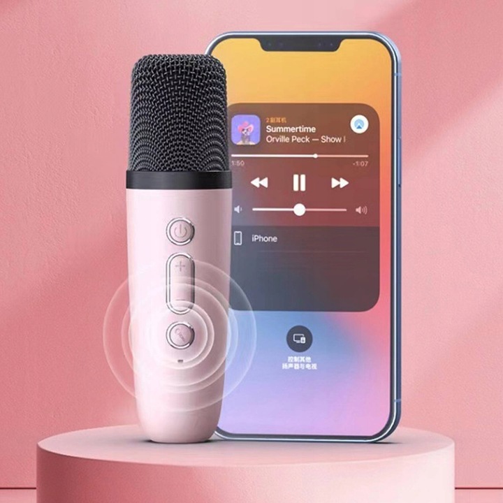 GŁOŚNIK BLUETOOTH PRZENOŚNE KARAOKE LAMPKA RGB 2 MIKROFONY USB SD MINI JACK