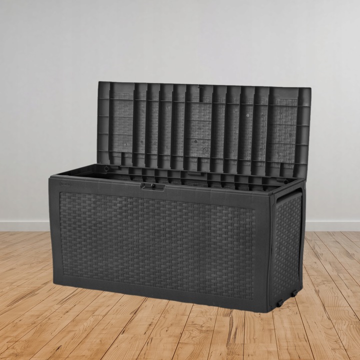 SKRZYNIA OGRODOWA BALKONOWA SCHOWEK RATTAN 270L - POJEMNA - GRAFITOWA - XL