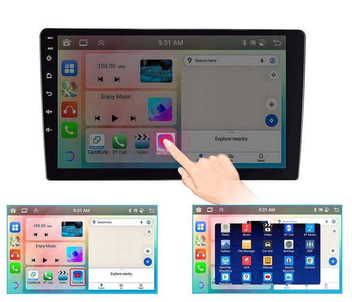 RADIO SAMOCHODOWE 2 DIN 4GB/64GB ANDROID AUTO CARPLAY ANDROID 13 RDSDSP 10"