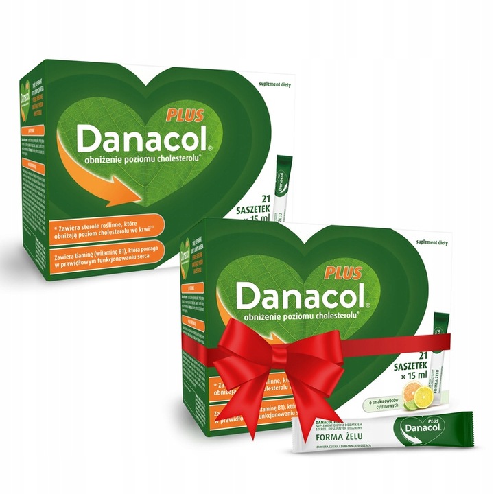 Danacol Plus w żelu na obniżenie cholestereolu cytrusy 21 sasz 1+1 GRATIS!