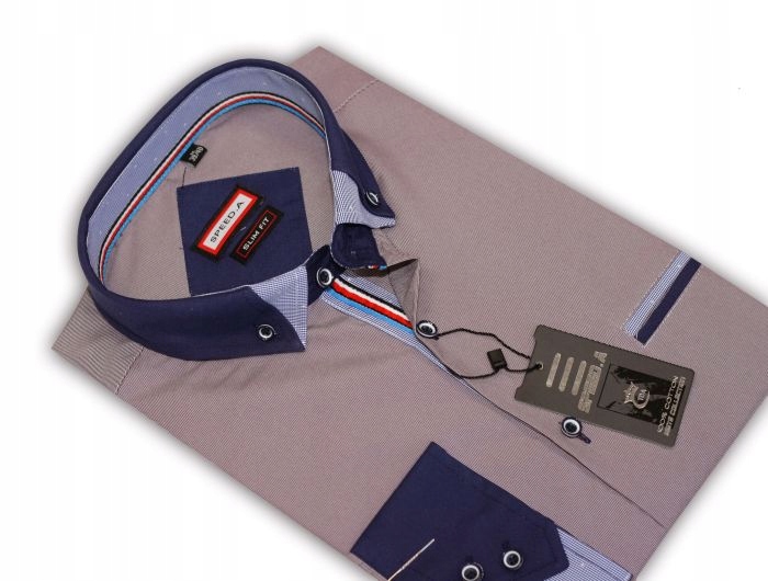 Mc4 Koszula męska ŚLIWKOWE PASKI slim fit 40/41