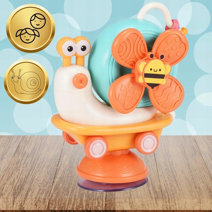 ŚLIMAK JEŻDZĄCY SENSORYCZNY DLA DZIECI ZABAWKA SPINNER DO KĄPIELI WIATRAK