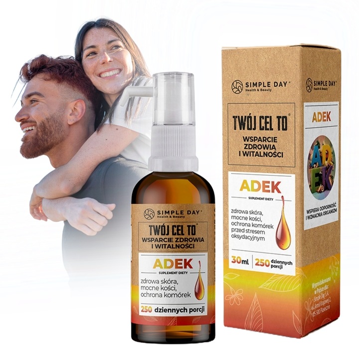 ADEK 250 PORCJI Wit. A 800µg Wit. D 50µg (2000 IU) Wit. E 12mg Wit. K 75µg