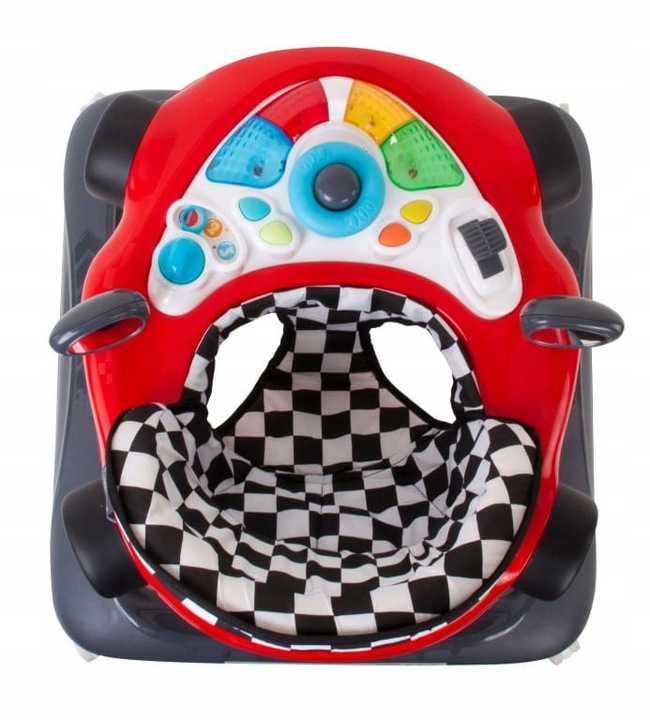 Interaktywny chodzik dla dzieci wyścigówka czerwono czarny